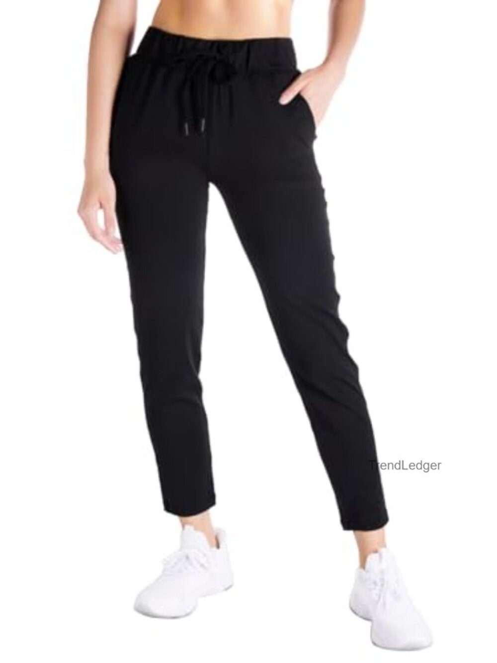 7/8 Ankle Pants with Pockets Nylon Elastane 4-Way Stretch Tapered Travel Yoga